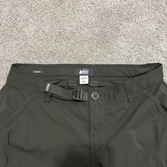 REI Co-op Sahara Convertible Pants Womens 2 Green Relaxed Fit Belted Cargo - Picture 2 of 5